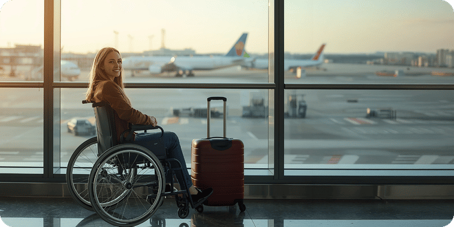 Wheelchair User in an Airport | Travel | EPC Wheelchairs UK